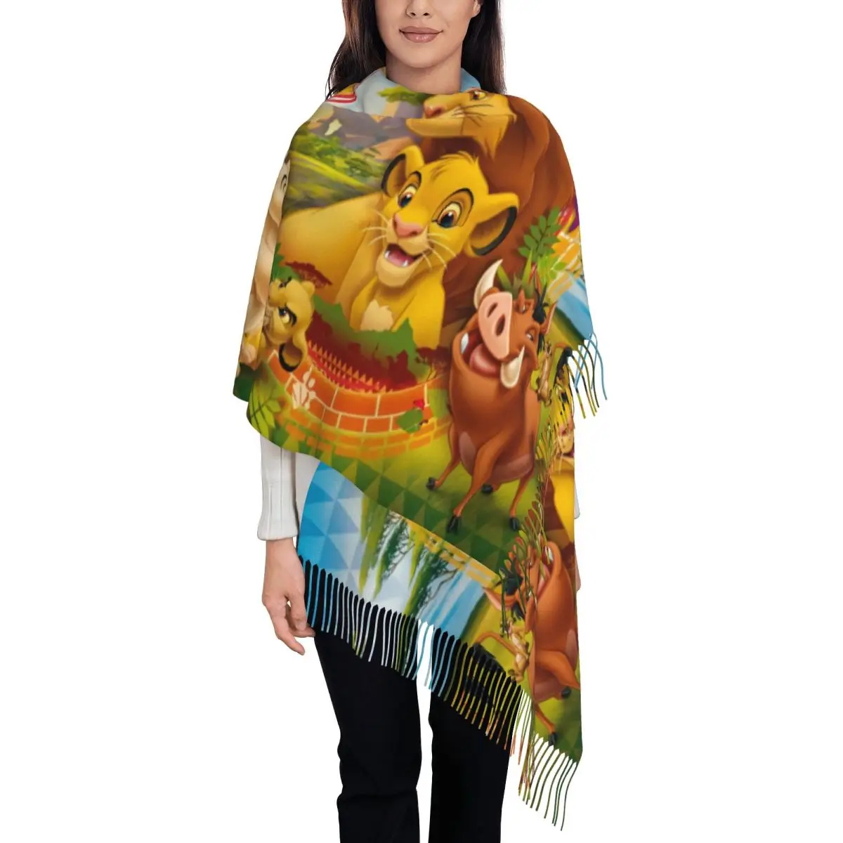 

Custom Printed Cartoon Lion King Simba Scarf Men Women Winter Fall Warm Scarves Shawl Wrap