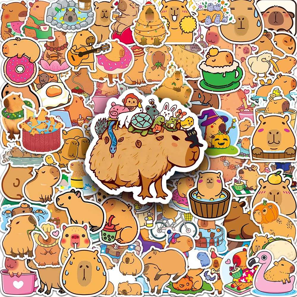 10/30/50/100pcs Cute Animal Capybara Cartoon Stickers Decals Notebook Laptop Suitcase Phone Diary Decoration Sticker Kids Toys