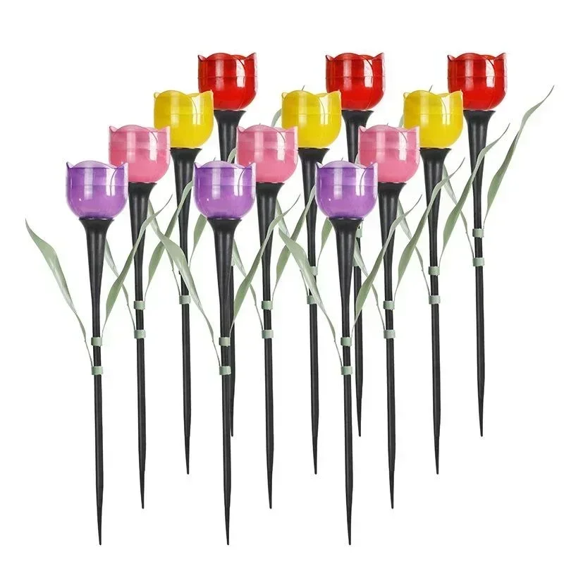 1Pcs Garden Tulip Flower Shape LED Solar Powered Waterproof Tube Lawn Lights Standing Decor For Yard Outdoor Party view 4