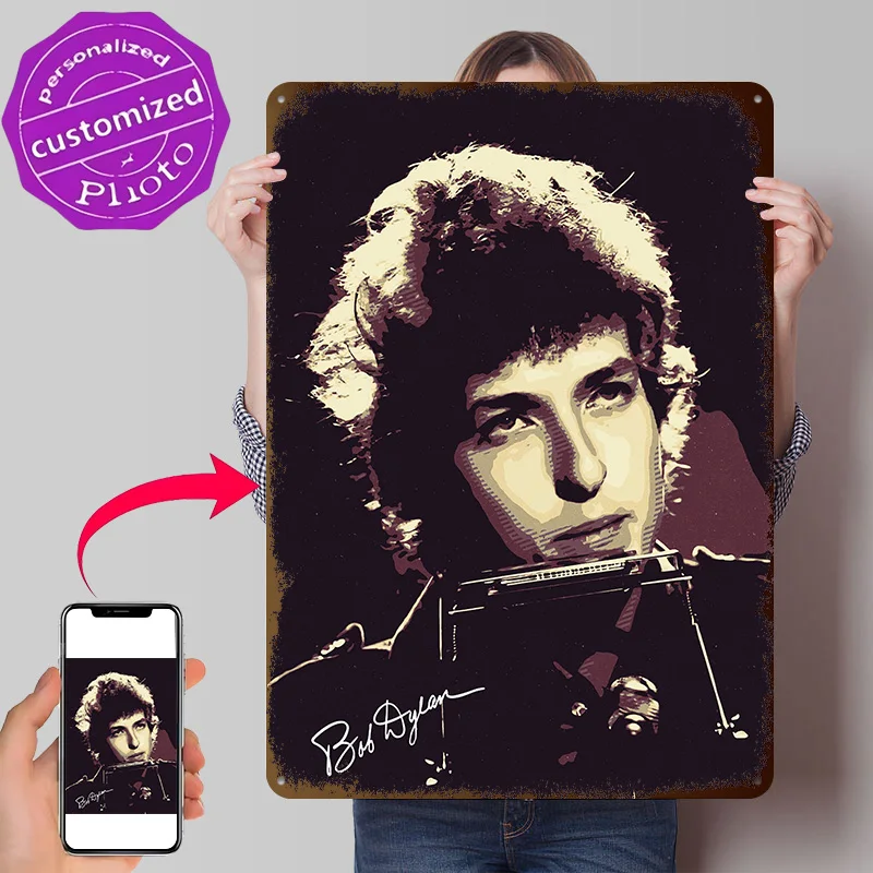 Bob Dylan Retro Art Poster Retro 3D Printed Metal Signs Customized Wall Hanging Gift for Modern Home Decoration Gaming Wand Deko