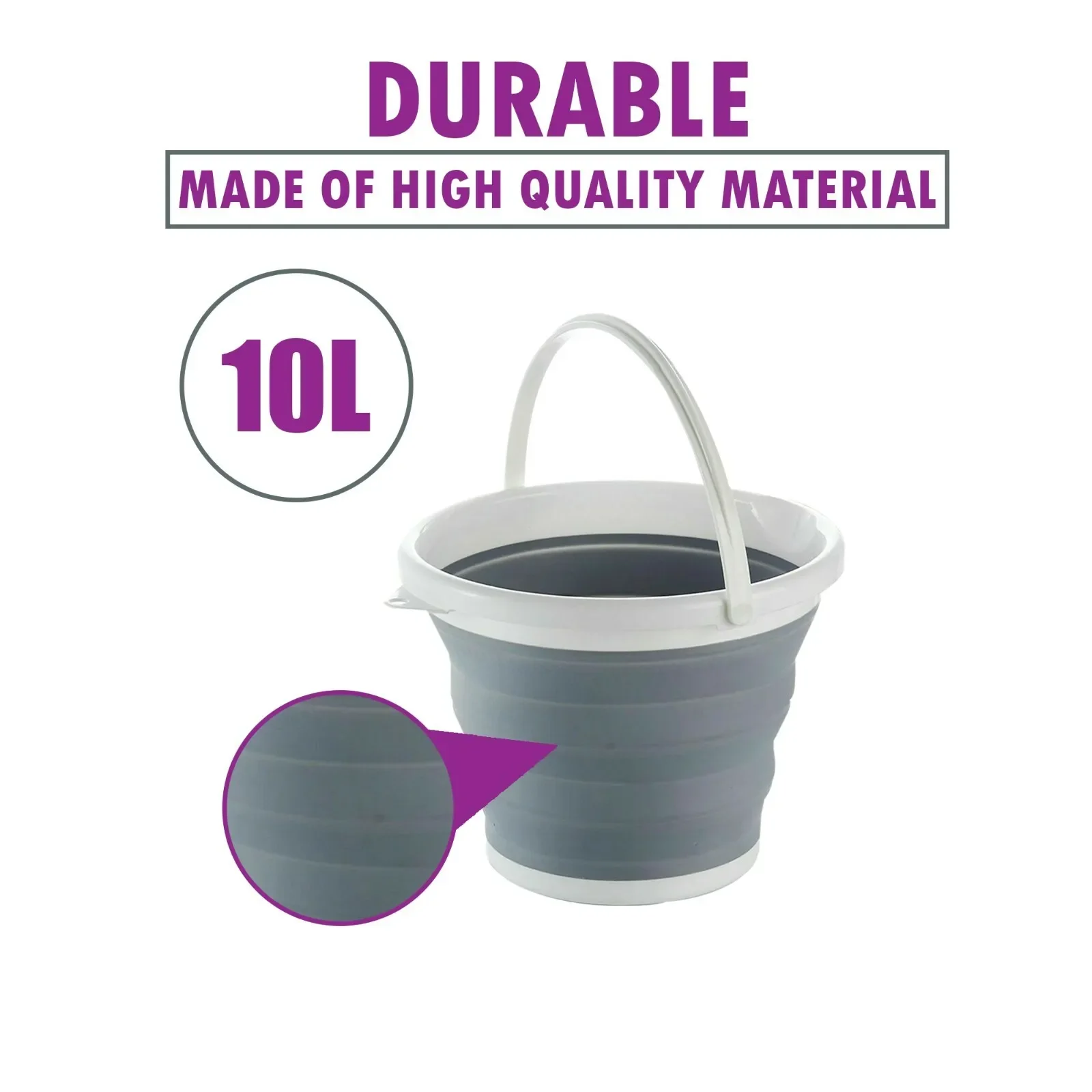 Motorhome 10L Gray Foldable Silicon Water Bucket & Hands-Free Water Funnel For Caravan Camping Car Accessories Funnel And Bucket