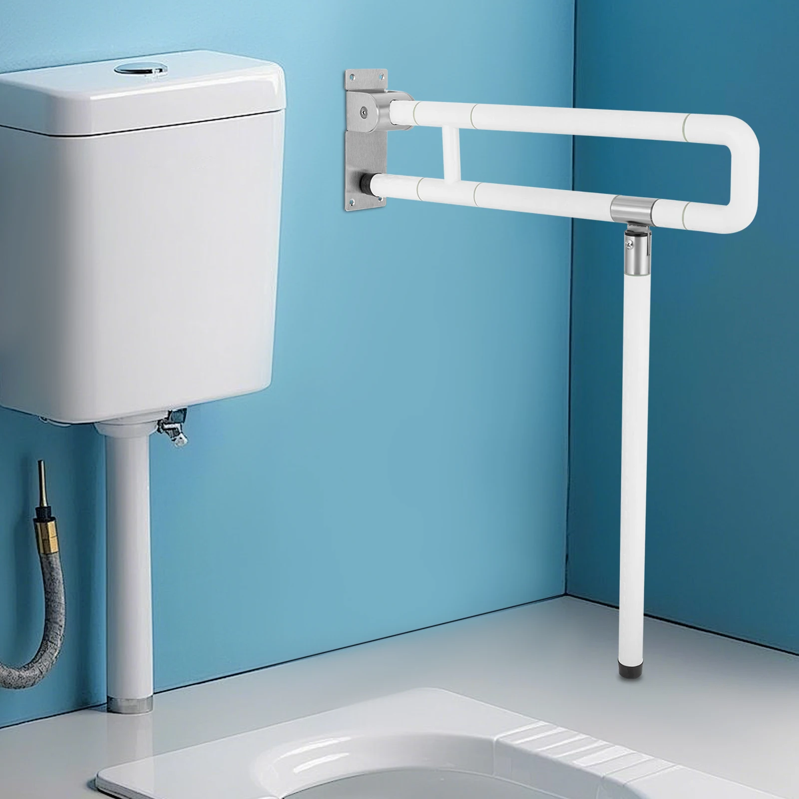 Riel de agarre plegable para inodoro con 180 °   Plegable para Pasadores Escaleras Sanatoriums Dormitorios Baños Capacidad de carga 100 kg