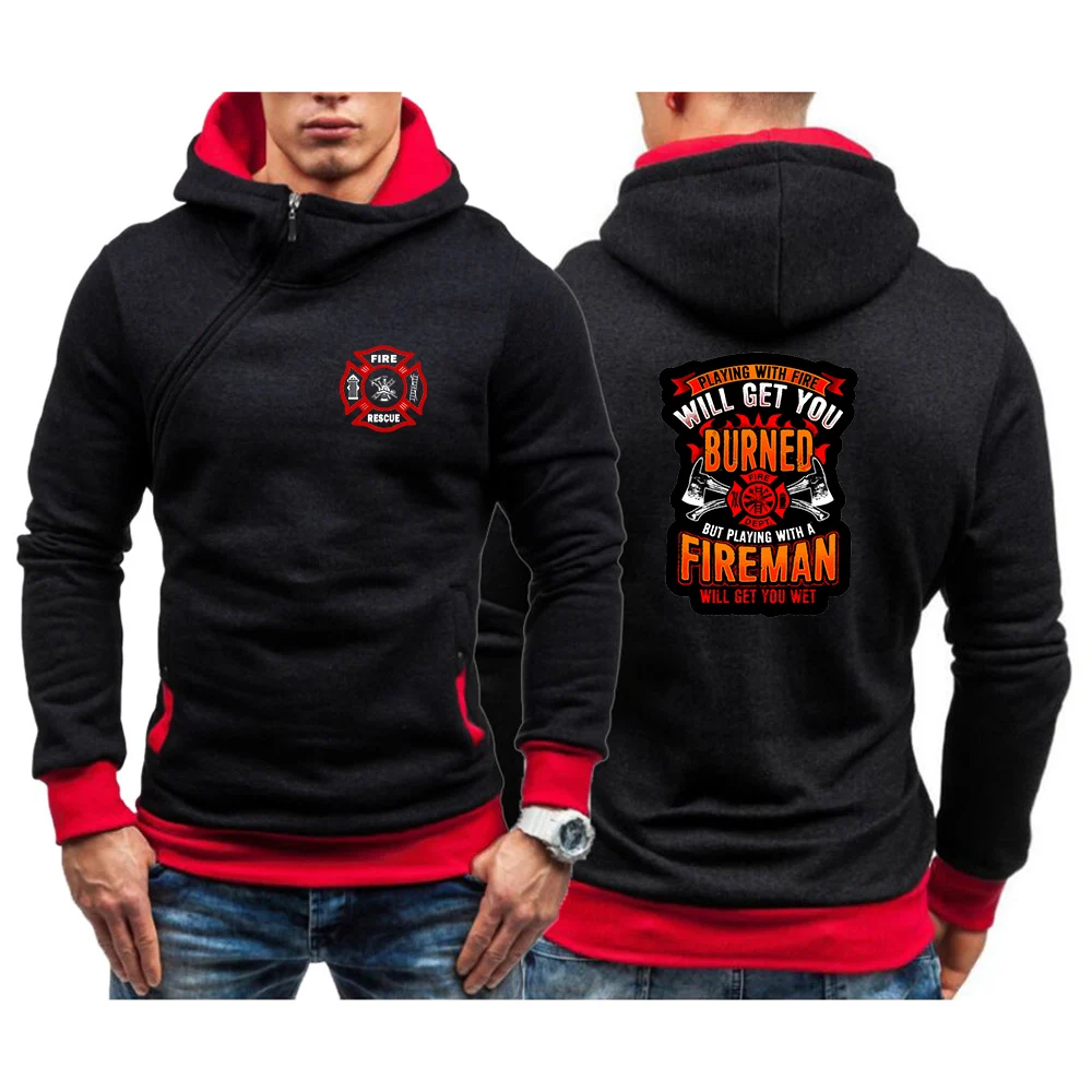 

Firefighter Rescue Team Printing Fashion 2023 Men's Warm Cotton Tracksuit Comfortable Fleece Classic All-Match Sweatshirts Coat