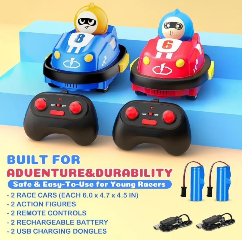 Toddlers Remote Control Car with Music & LED Light RC Ejecting Bumper Cars for Kid RC Battle Cars for Birthday Gift for Boy Girl