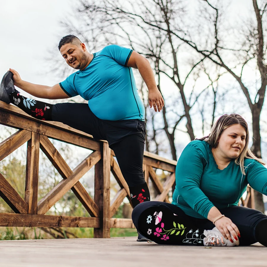 4 Pairs Plus Size Compression Socks For Men And Women -  Support Knee-High Socks, Ideal for Running, Cycling, Travel, and Soccer