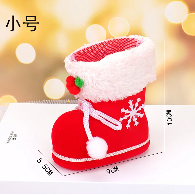 Weihnachten beflockte Stiefel Stifthalter Süßigkeiten Tasche kleine Geschenke Stiefel Weihnachtsdekorationen exquisite elegante Kinderbevorzugungen Spielzeug