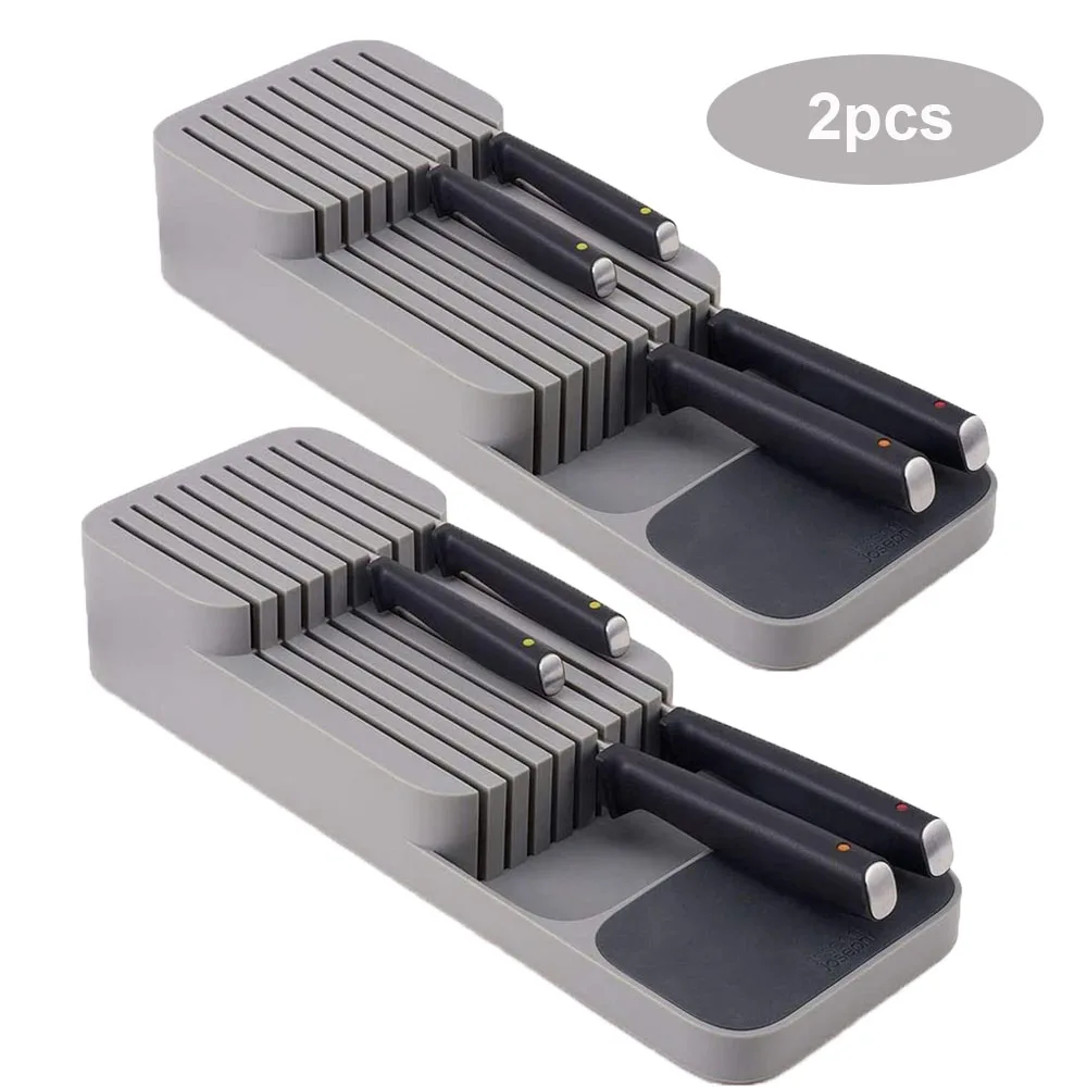 

2 pcs Practical Drawer Organizer Knives Separation Finishing Storage Box Knife Organizer Home Kitchen Knife Tool Storage Rack