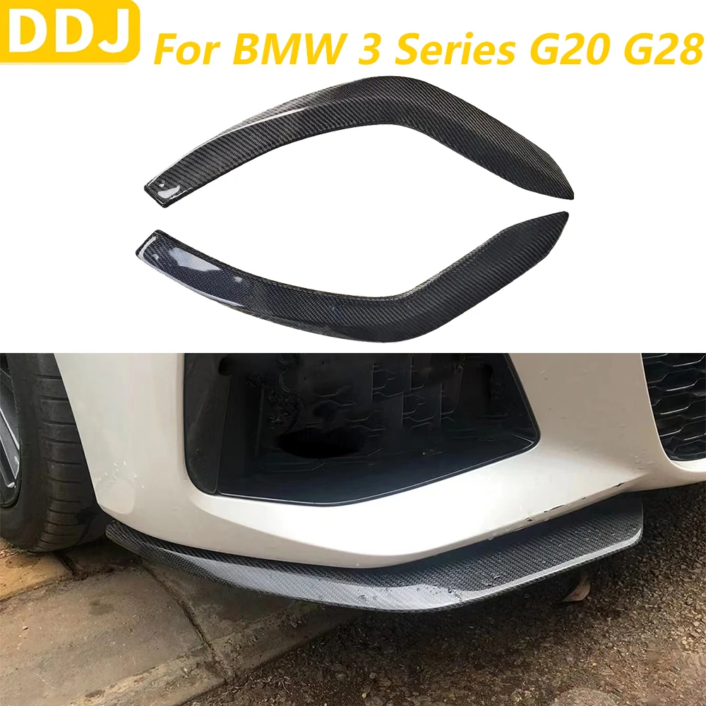 For BMW 3 Series G20 G28 2019-2022 Real Dry Carbon Fiber Front Lip Wrap Corner Spoiler Panel Cover Car Accessories Modification