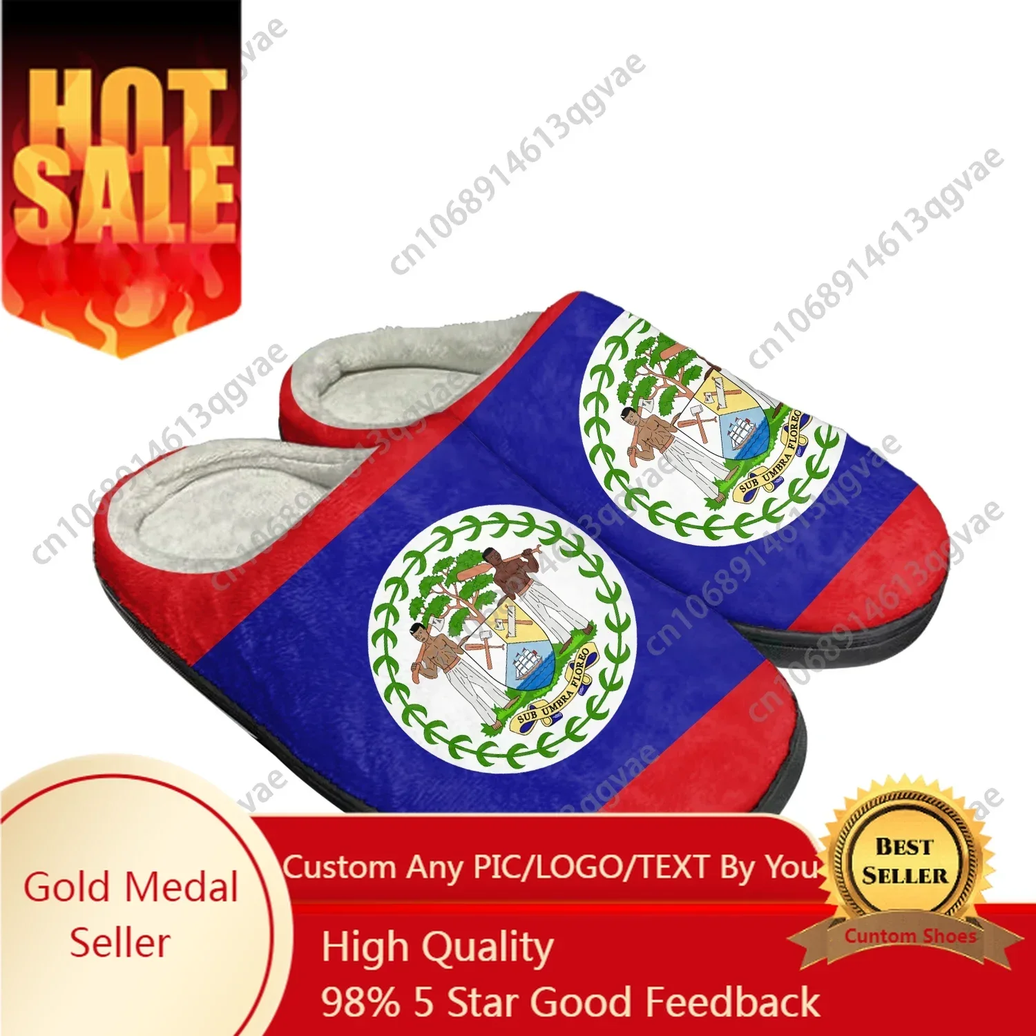 Belizean Flag Home Cotton Custom Slippers Mens Womens Sandals Belize Plush Bedroom Casual Keep Warm Shoes Thermal Slipper