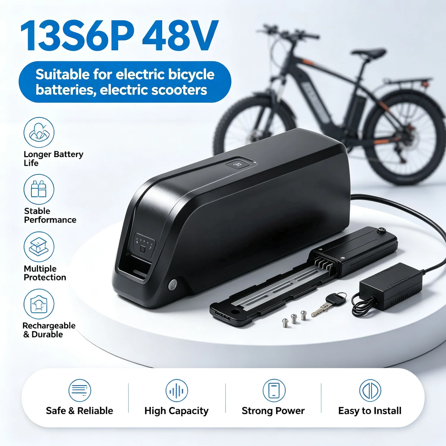 [US Stock ] Hailong 48v Battery 10Ah 15Ah 20Ah Li ion E bike Battery Pack For BAFANG Tongsheng 1000W 500W 350W 250W Motor Electric Bike Kit