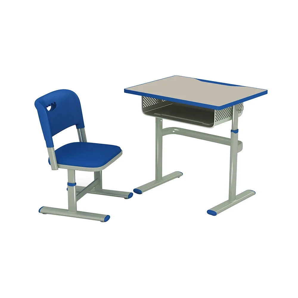 Comfortable college adjustable height student school desk and chair school furniture