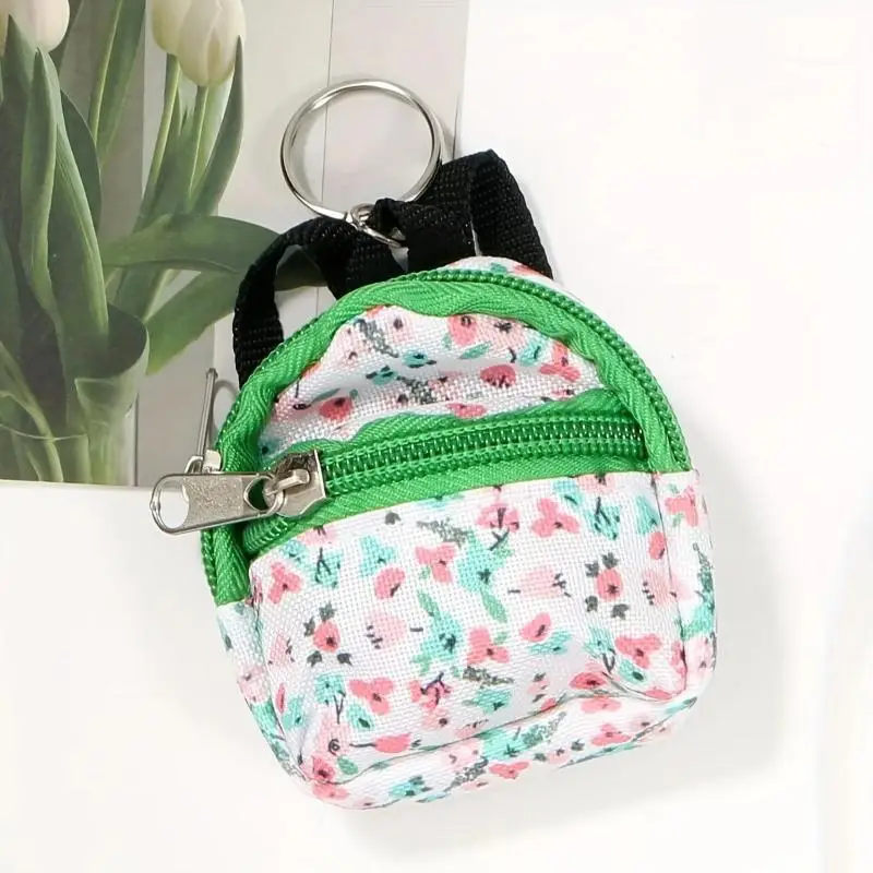 Mini-Rucksack-Stil Canvas-Münzbörse mit Schlüsselring und Reißverschluss für die Aufbewahrung kleiner Alltagsgegenstände – Detail 9
