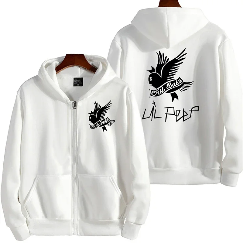 Hoodies Lil Peep masculinos e femininos, moletons grandes, manga comprida, zíper impresso, casual, solto, combina com tudo, outono, Y2K