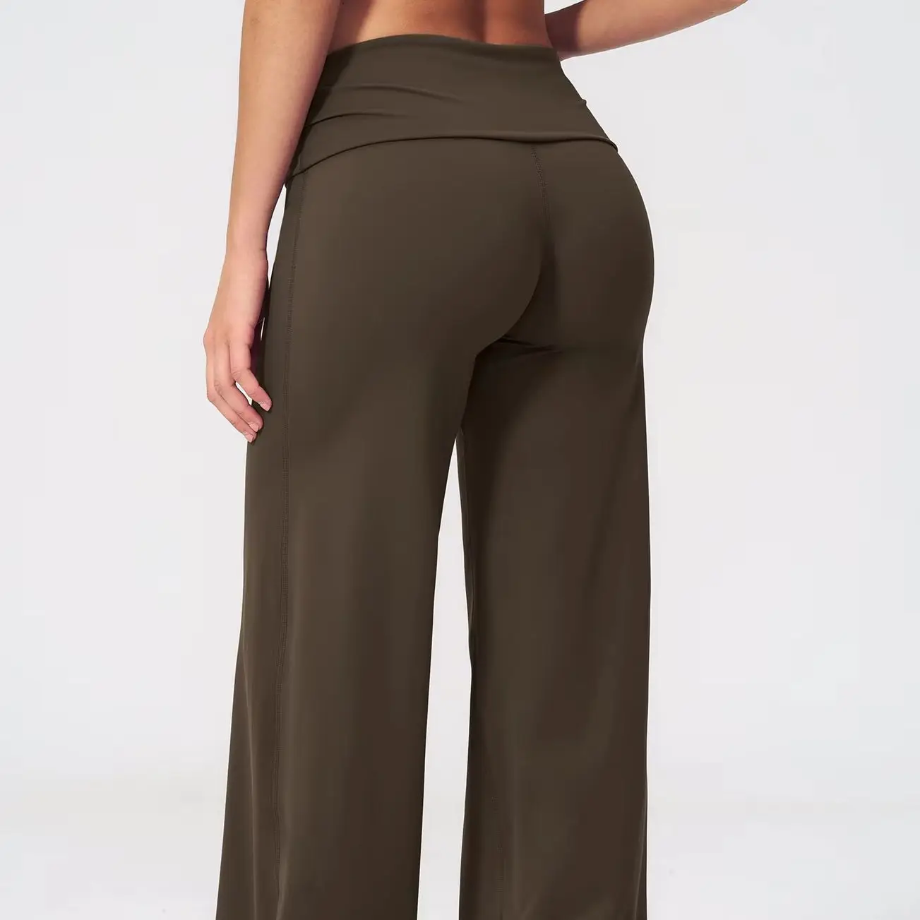 Yoga Pants Women Folding waist Fitness Sports Flared Trousers Gym Workout Jogging Wide Leg Pants Female Dance Sport Flared Pants
