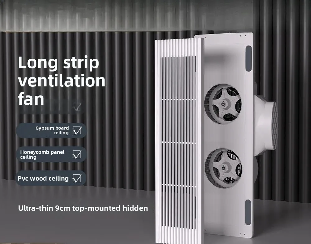 Long Ventilation Fan Strong Silent Bathroom Honeycomb Large Board Exhaust Fan Ceiling Gypsum Board Side Mounted Exhaust Fan