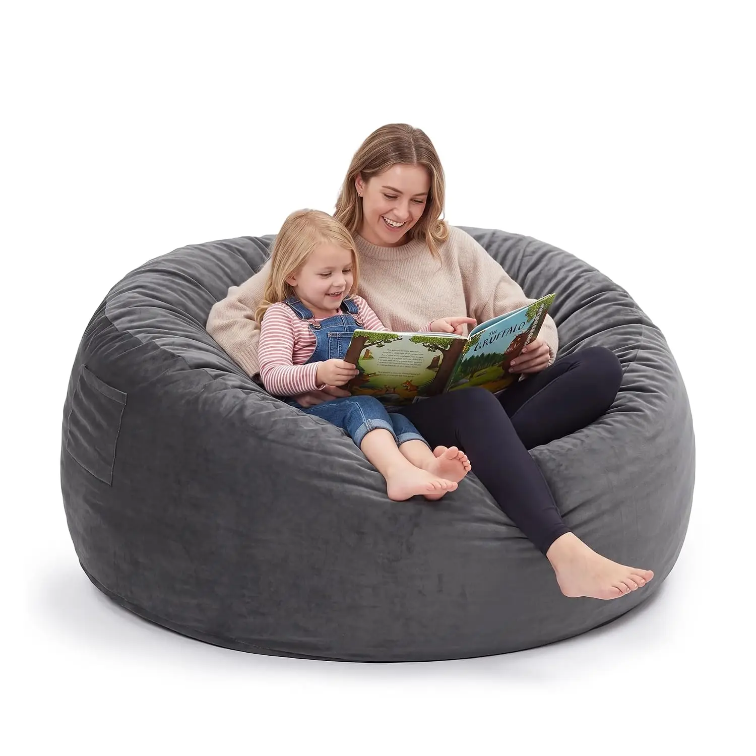 Bean Bag Chair with Filling Included, Large 4FT Comfy Bean Bag Chairs for Adults, Teens, Memory Foam, Machine Washable Thick