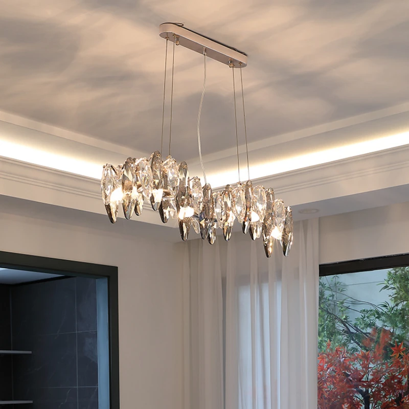 Modern Transparent Crystal Chandelier Luxury Led Lights Simple Living Room Bedroom Dining Chandelier Creative Indoor Lighting