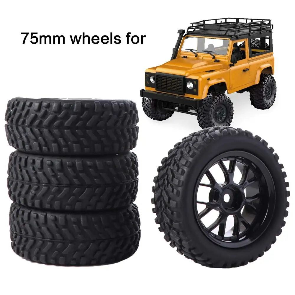 

144001 124018 RC Car Wheel 124019 MN90 12mm Hex 75mm Tires Wheel Tires Hex Rubber Rally Climbing Car Wheel Rim For MN99S