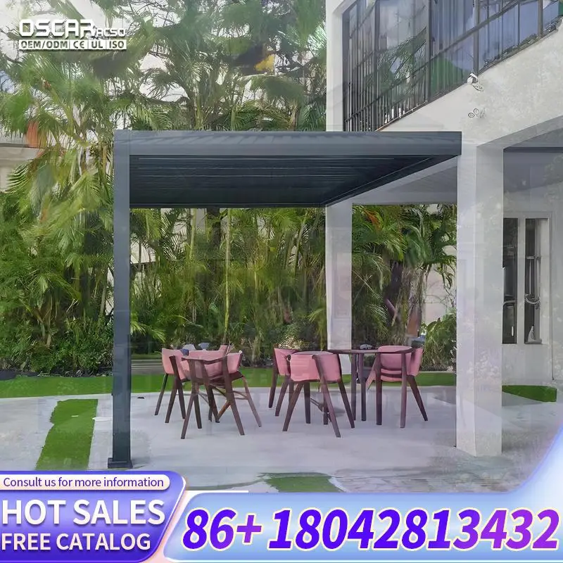 Motorized Bioclimatic Aluminium Louvered Pergola Screen Set 3x3 6x4m Factory Wholesale for Outdoor Balconies pergola