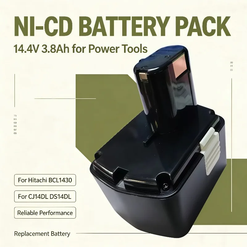 Replacement 14.4V 3.8Ah NI‑CD Battery For Hitachi CJ14DL DS14DL DV14DL Cordless Power Drill Spare Battery