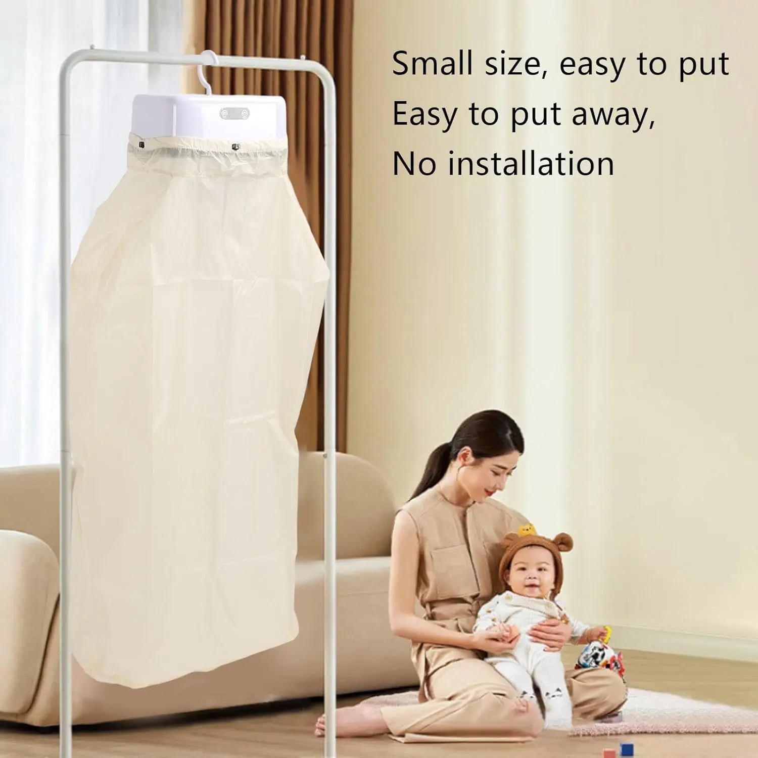 Secador de ropa eléctrico plegable portátil 9,4x6,7x4,1 pulgadas con bolsa seca para viajes, RV, hogar, apartamento - Temporizador múltiple