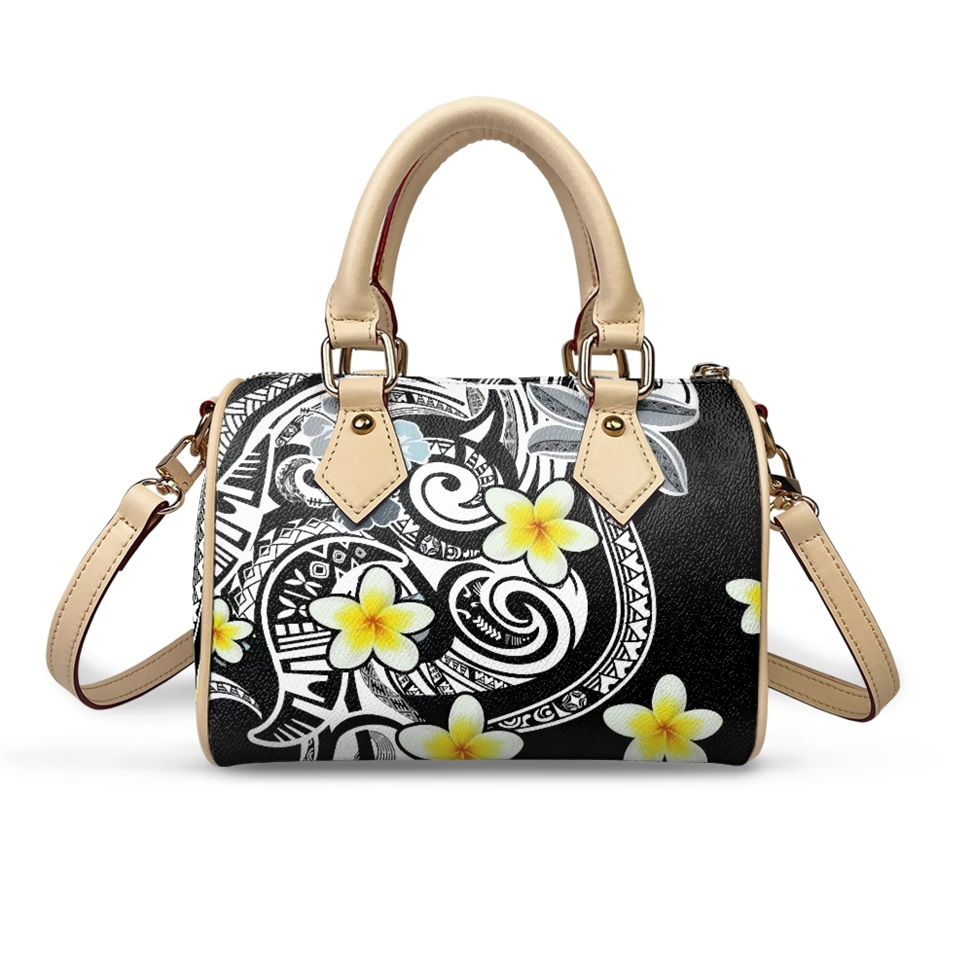 

Elegant Women'S Bag Custom Patterned Polynesian Hibiscus Flower Design Custom Women'S Tote With Shoulder Strap Pu Crossbody Bag