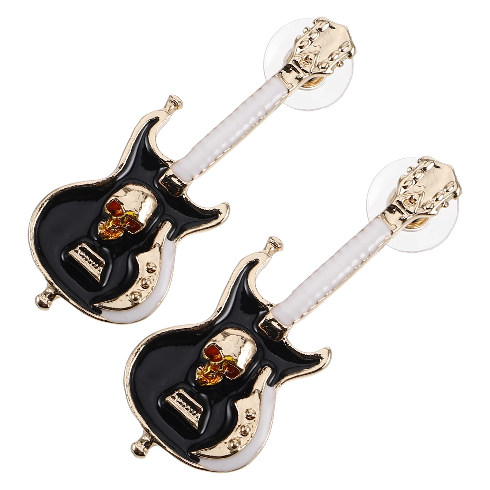 

1Pair Guitar Earrings Studs Vintage Skull Electric Guitar Earrings for Women Fashion Music Concert Party Jewelry