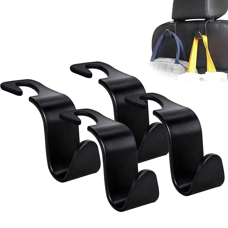 

4Pcs Car Seat Headrest Hooks Hanger Storage Organizer Universal Portable Hook for Handbag Purse Clothes Coat Grocery Bags Hooks