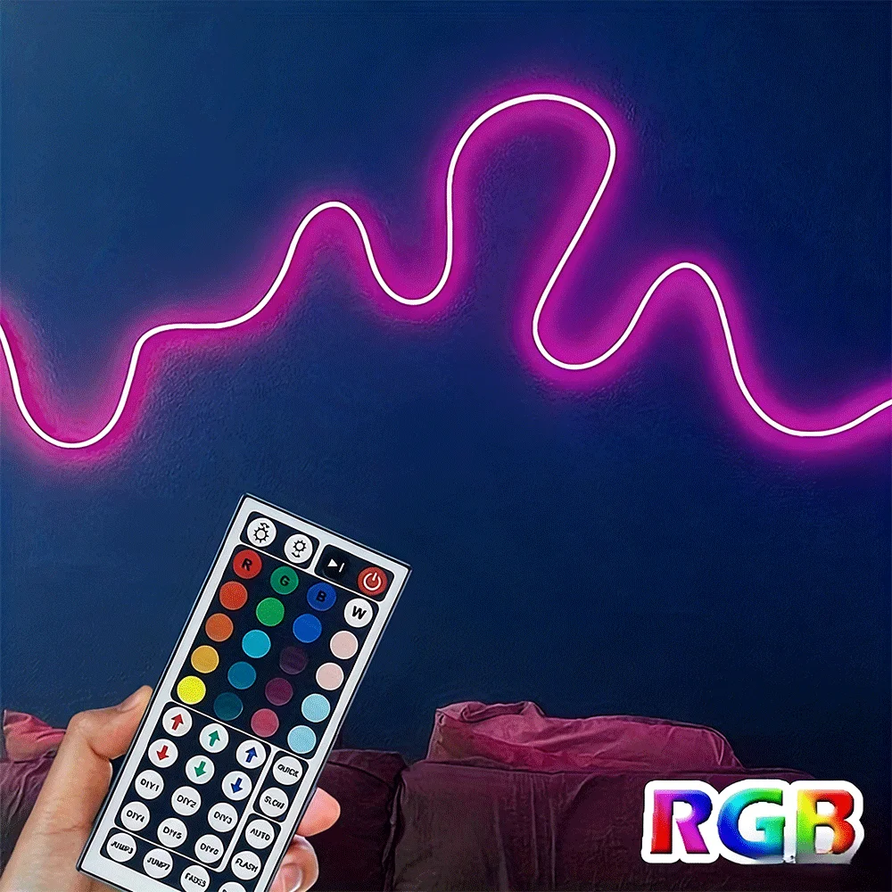 

Светодиодная неоновая лента RGB 5В с пультом ДУ, USB-питание, RGBW (белый) светодиодная лента с изменением цвета, гибкая, с возможностью резки
