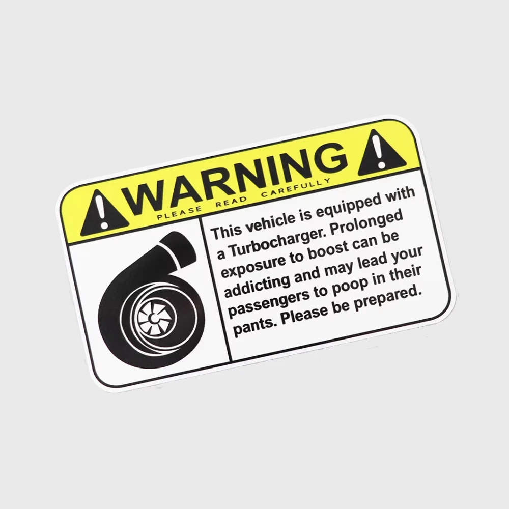 Adesivo per auto Divertente segnale di avvertimento Turbo Boost Decal PVC 15,2 cm × 8,6 cm