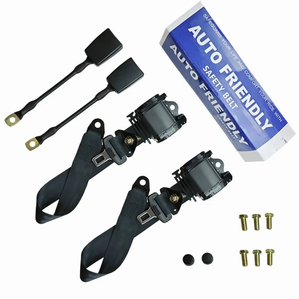

2 Pack 3 Point Pads Car Seat Belt Universal Adjustable Retractable Strap Safety Vehicle Seat Belt SUV Go Kart Golf Cart Minivan