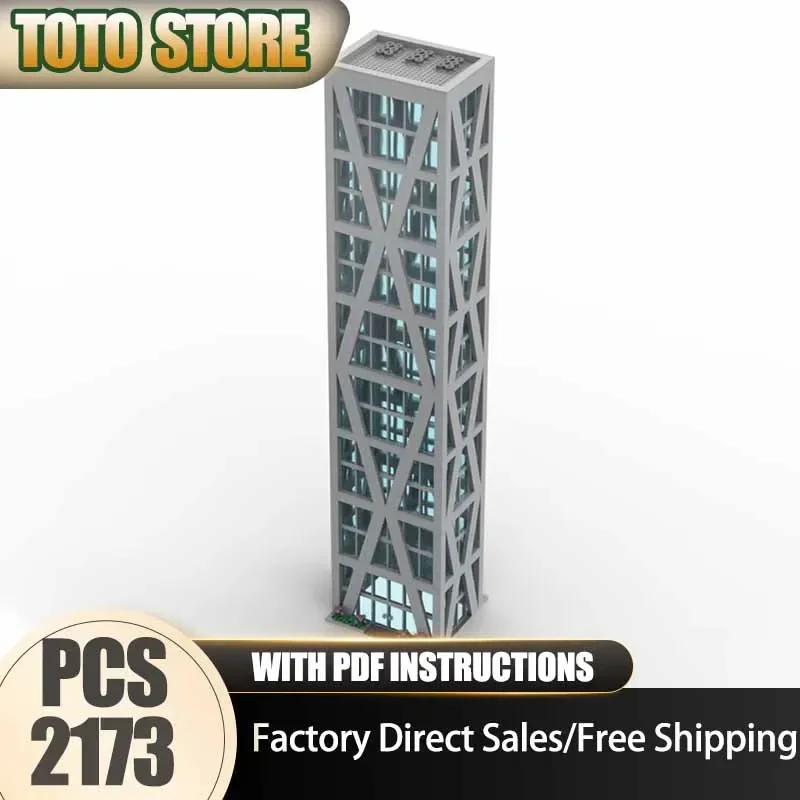 Street View Moc Building Blocks 16-Storey High-Rise Building Model Technology Brick DIY Assembly Construction Holiday Set Toys