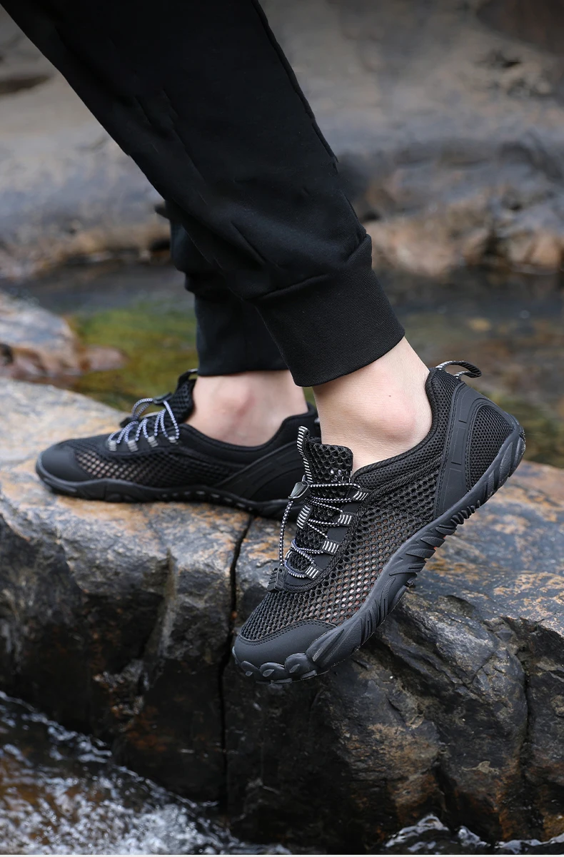 Sommerliche Flusslauf-Schuhe, atmungsaktive, lässige Sportschuhe aus Mesh für Herren, ausgehöhlte Mesh-Outdoor-Bergsteiger- und Wanderschuhe – Detail 2