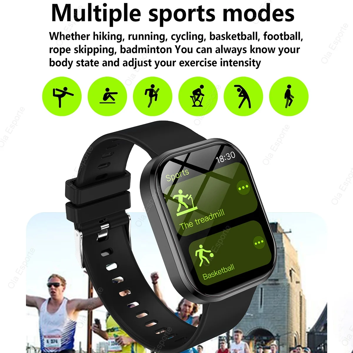 Ola Esporte Smart Watch 2025 Men Women Watches 2.01‘’ HD Full Touch BT Call Heart Rate Sleep Monitor Sport Waterproof SmartWatch