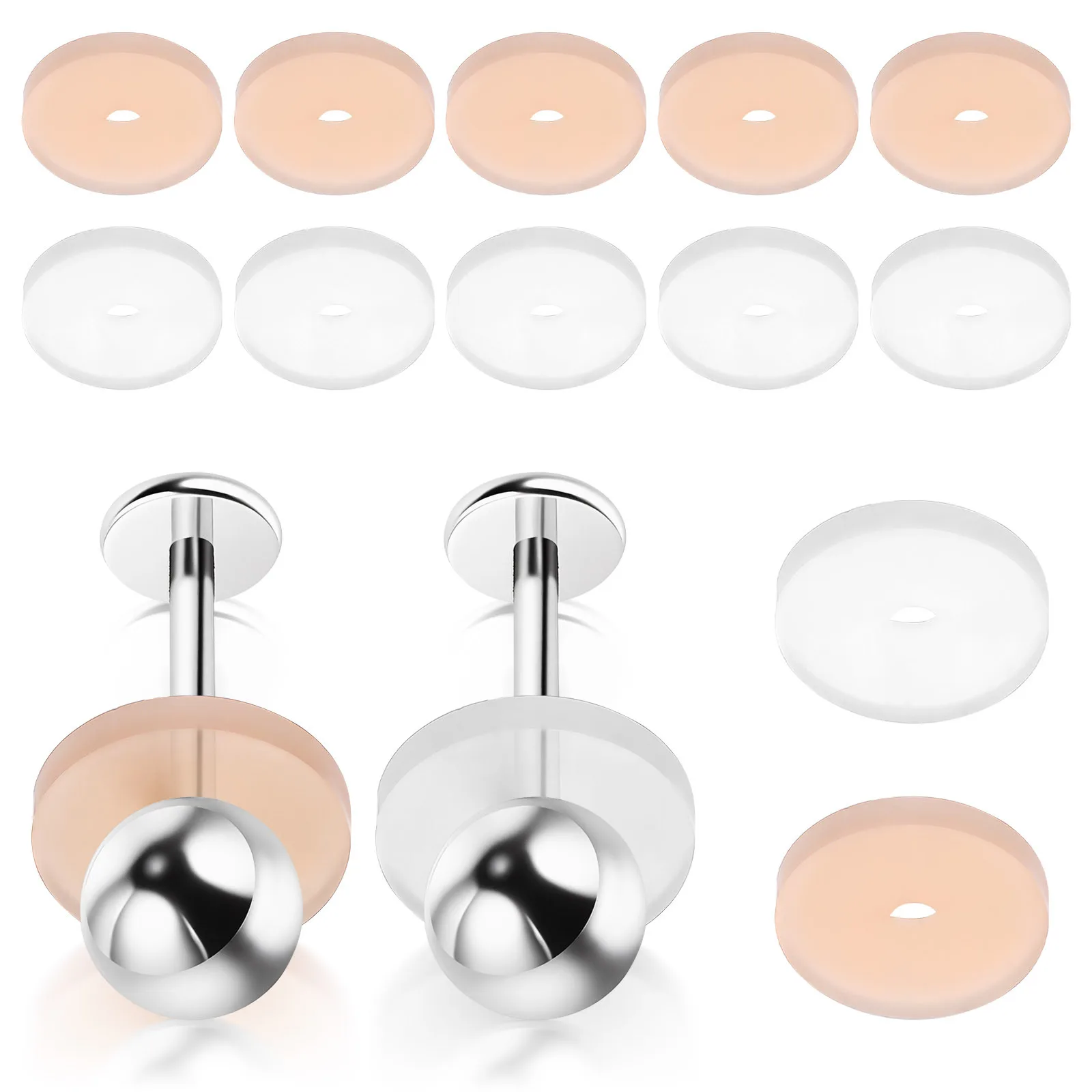 20 قطعة القرط سيليكون ظهورهم سدادة الأذن ترصيع منصات الأذن ترصيع ظهورهم منصات سيليكون ثقب القرص ثقب القرص #6