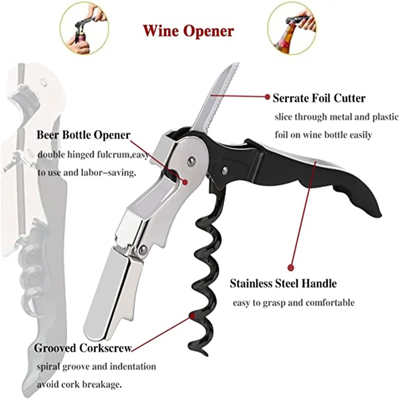 Professional Wine Opener,Bottle Opener For Beer or Wine,Waiters Corkscrew Wine Opener Waiters and Bartenders