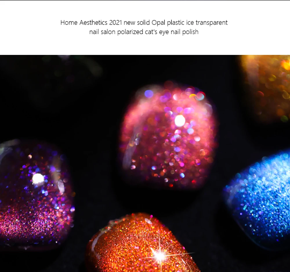 Vendeeni 9 Farben/Set Glitzernder Laser-Katzenaugen-Gel-Nagellack mit Diamant-Effekt, Glänzender Galaxy Magnetischer UV-Soak-Off Gel-Lack – Detail 4