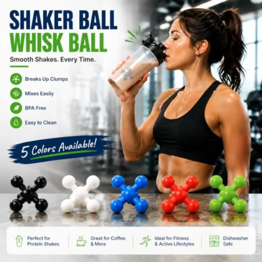 Shaker Balls for Protein Shakes, 5 Pack, BPA-Free Plastic 2.15 Inch Dishwasher Safe Mixer Balls for Shaker Bottles, Smoother Mi - view 2