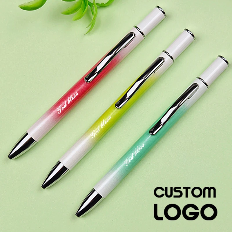 New Gradient Rotating Metal Ballpoint Pen Personalized Custom Logo Dream Fresh Signature Pens School Stationery Creative Gifts