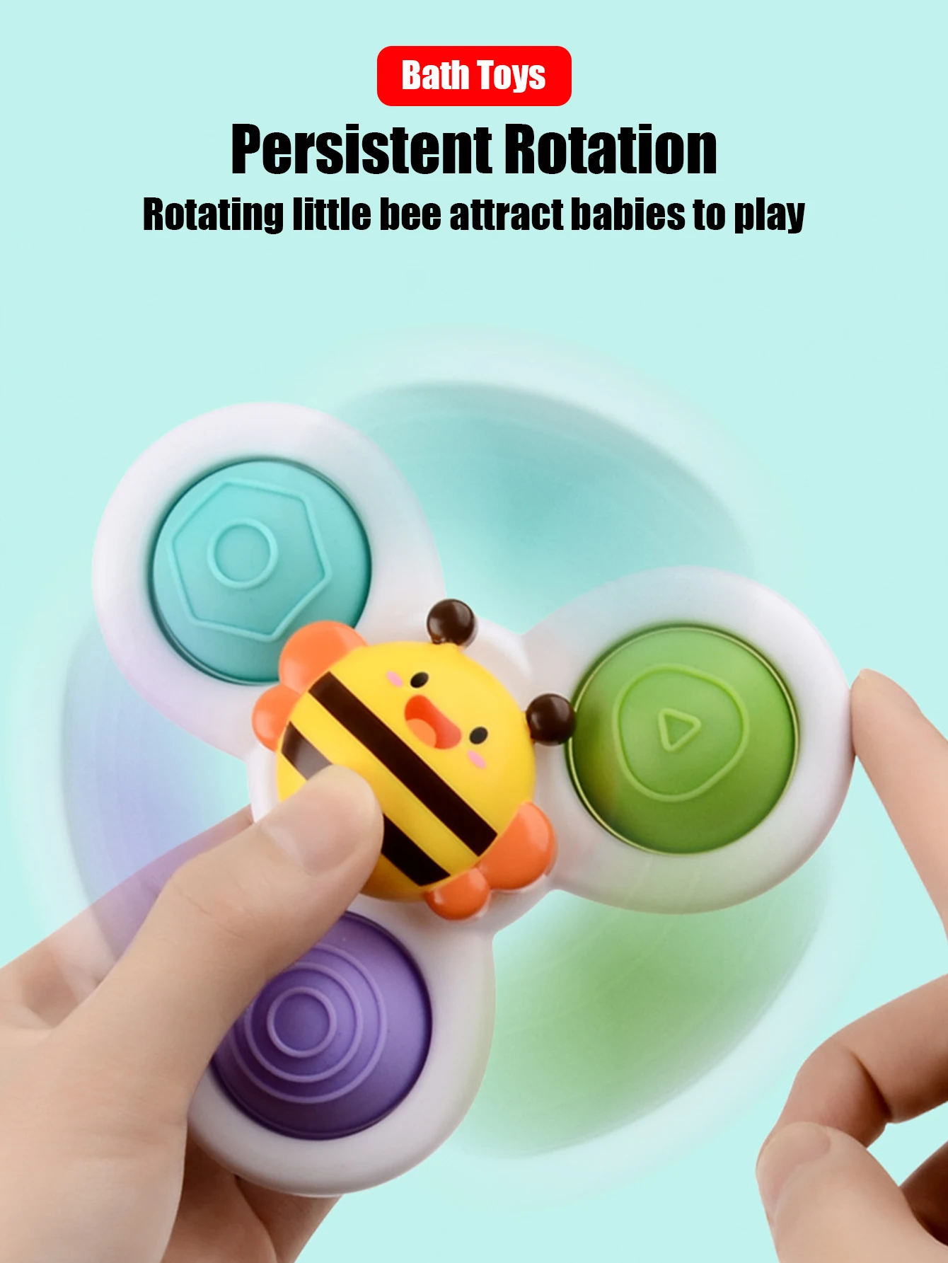 3Pcs Suction Cups Spinning Top Toy For Baby Game Infant Teether Relief Stress Educational Rotating Rattle Bath Toys For Children