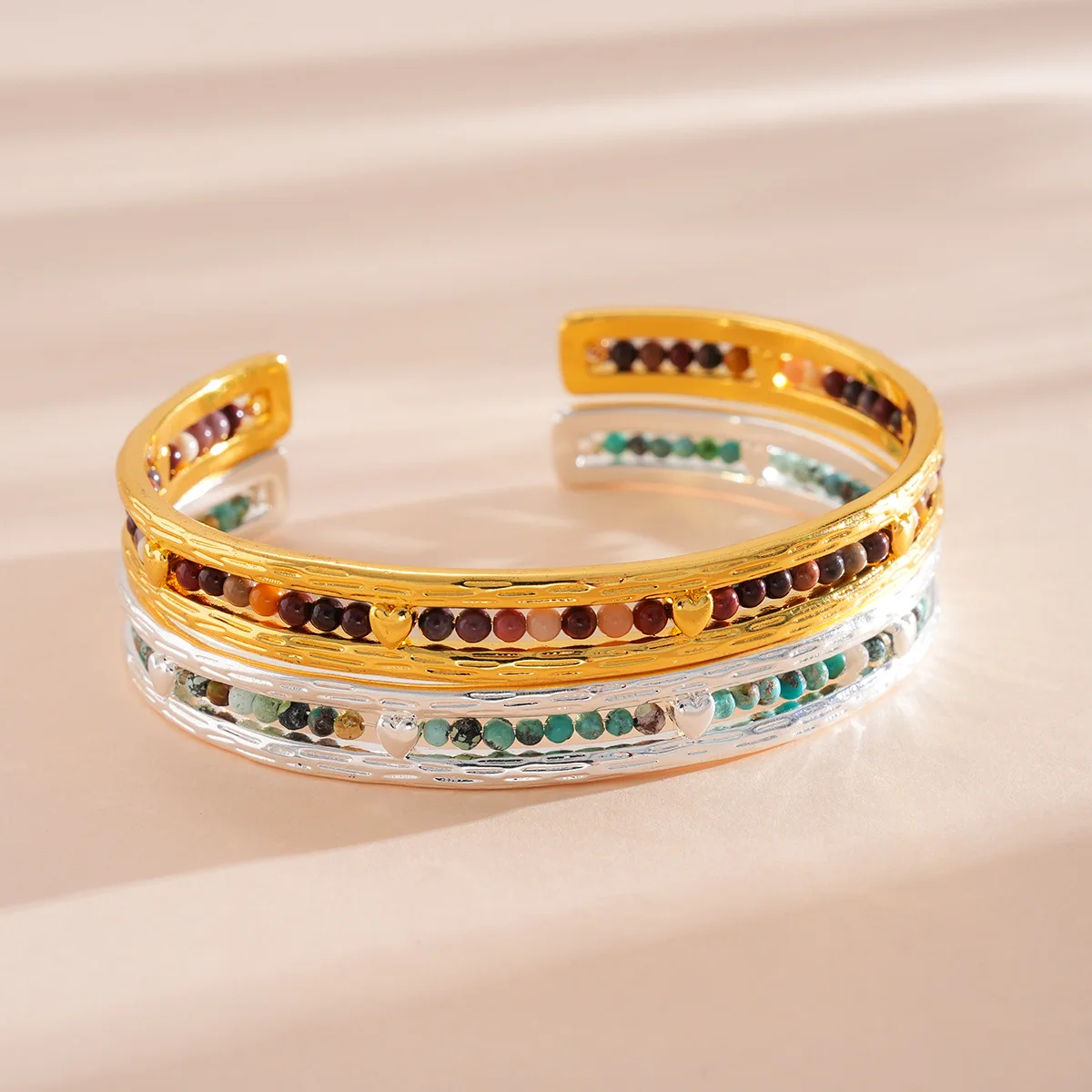 

Fashion Stone Waterproof Stainless Steel Shiny Colorful Turquoise Rhinestone Cuff Bracelets for Women Bangles Party Jewelry