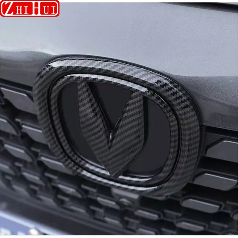 For Changan UNI-K UNIK 2024 2021-2023 Car Styling Carbon Fiber Front Grille Logo Rear Label Sticker Cover ABS Auto Accessories