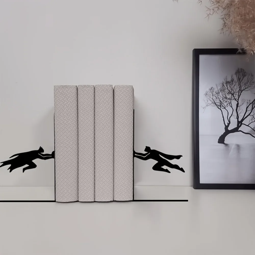 CIFBUY Superhero Iron Wall Art Metal Bookends 2Pcs Durable Sculpture Decor for Living Room Bedroom Home Hanging Ornament Gift