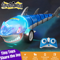 2.4G RC Shark Car With Cool Light Stunt Rotating Swing Tail  Children's Radio Controlled Vehicle Electric Toys for Kid Gifts