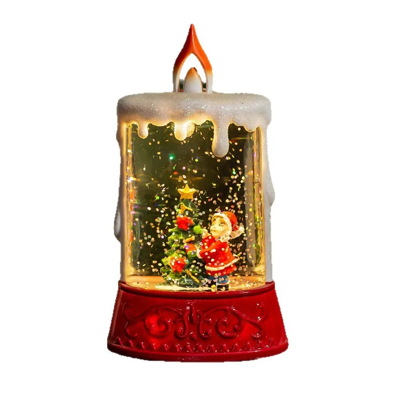 Natale LED a lume di candela Cascata rotante senza fiamma Candela scintillante a lume di candela Candela elettronica in cristallo Decorazione da tavolo Regalo