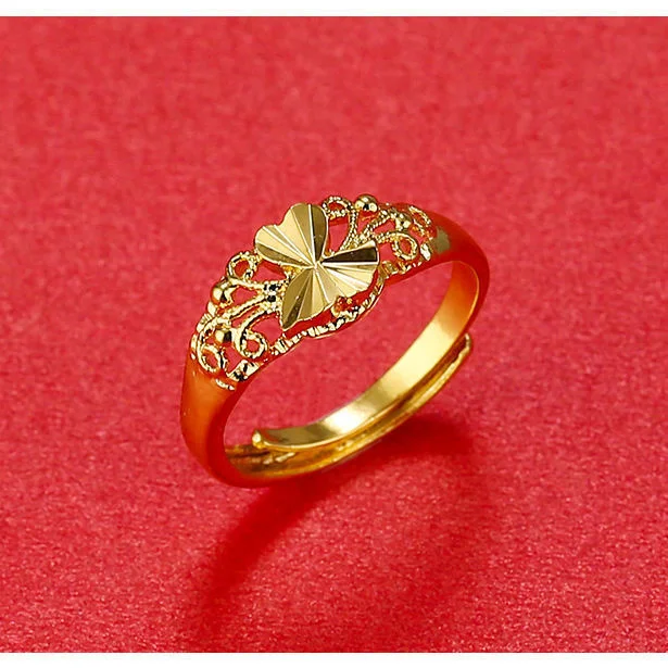 Counter Copy 100% Real Gold 24k 999 Ring Women\'s Color Zhaocai Transfer Flower Adjustable Pure 18K Gold Jewelry