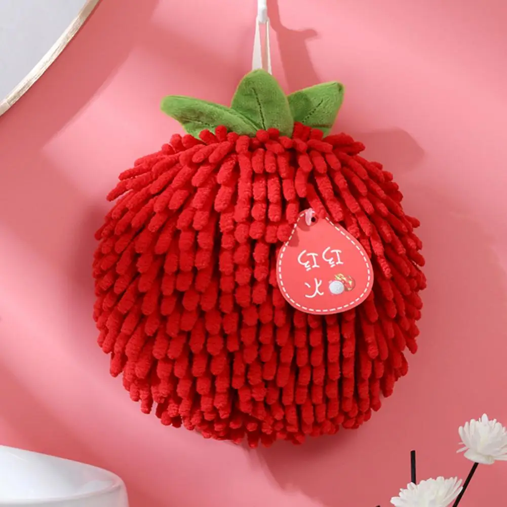 Bathroom Hand Towel Chenille Hand Towel with Hanging Strap Superfine Fiber Rag Highly Absorbent Reusable Kitchen Bathroom Wipe