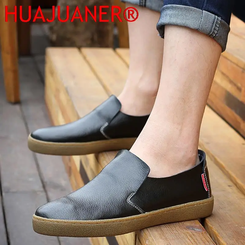 Mocasines de diseño minimalista para hombre, zapatos clásicos de cuero genuino suave, transpirables, sin cordones, hechos a mano