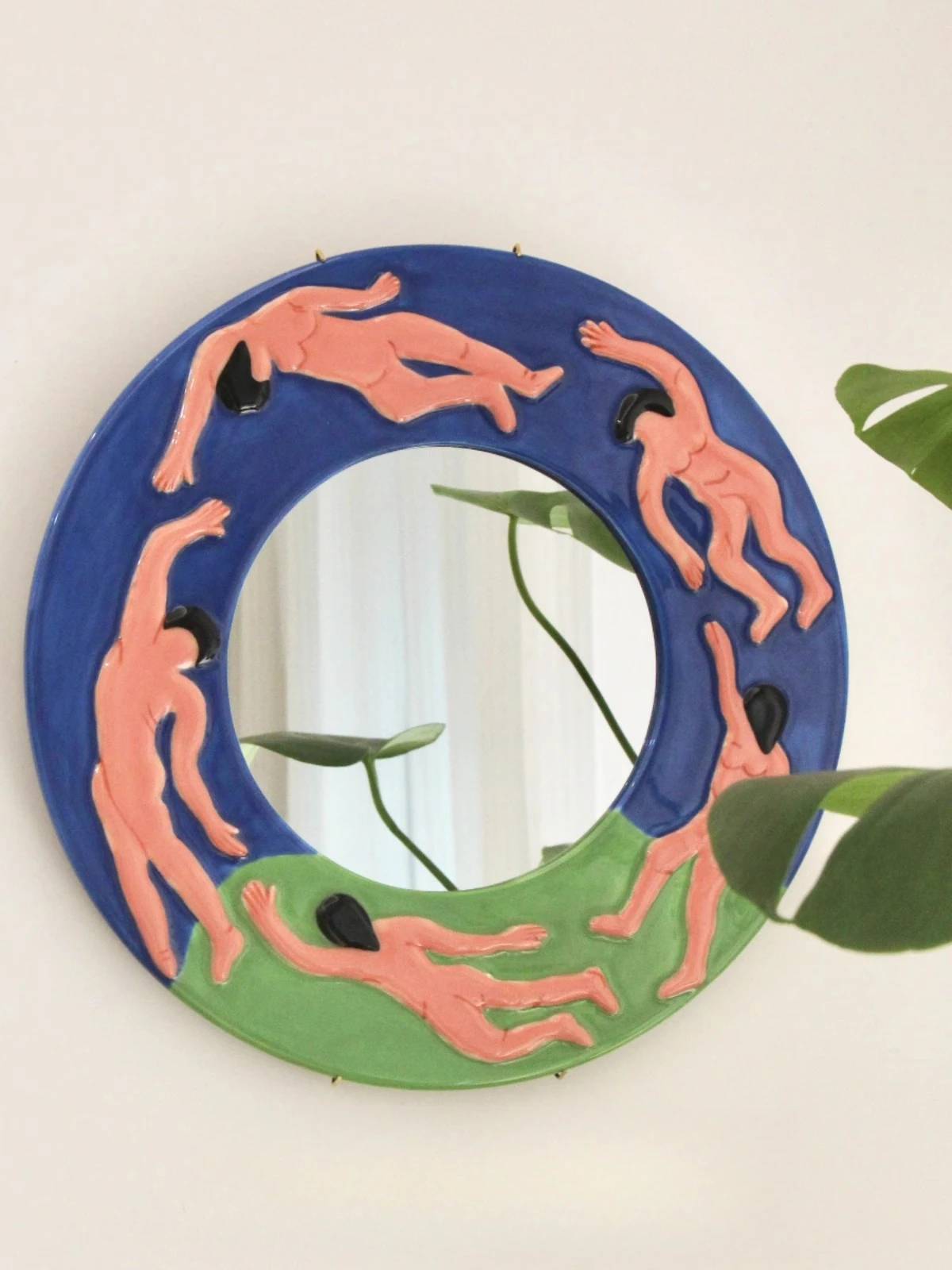 Hand painted art ceramic mirror living room bedroom wall hanging decorative bust mirror