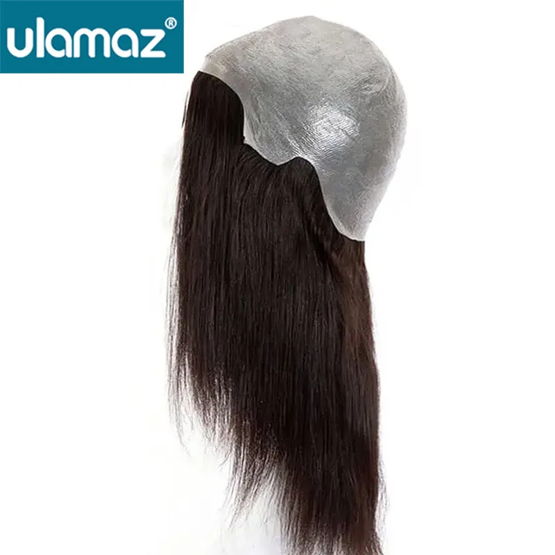 Perruques de cheveux naturels de peau cheveux vierges européens perruque de cheveux humains pour femmes nouée prothèse de cheveux en peau de micro cheveux longs perruque pleine tête